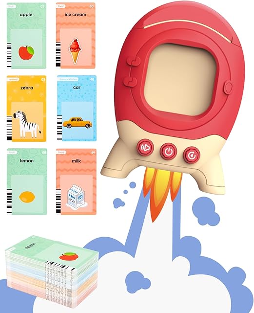 The Rocket Sight Words Flash Cards Kindergarten Autism Sensory Toys Learning Materials 120Pcs Talking Audible Flash Cards for Toddlers Educational Montessori Toys for 2 Year Old