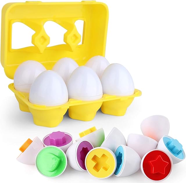 The Toddler Toys - Color Matching Egg Set - Educational Color, Shapes and Sorting Recognition Skills - Puzzle for Kid Baby Boy Girl, Easter Basket Gift (6 Eggs)