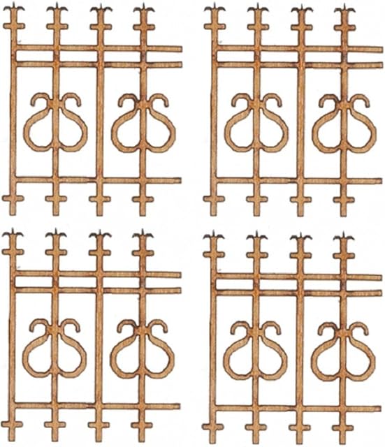 The Melody Jane Dolls Houses Dollhouse Laser Cut Wooden Fence Railings Set of 4 1:24 Half Inch Accessory