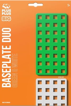 The PLUS PLUS Big - Baseplate Duo, Green & White - Base Accessory for Building and displaying Creations, Construction Building Stem/Steam Toy for Toddlers and Preschool