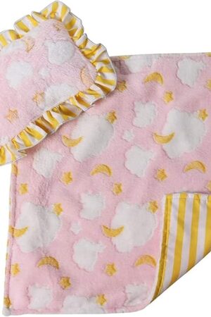 The Pink Clouds Doll Blanket & Pillow