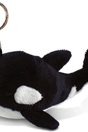 The Puzzled Killer Whale Plush Keychain Stuffed Animal Toy - Soft Ocean Life Animal Black Whale Charm Keyring, Decorative Plush Toy Accessory Fun Buddy For Kids Bag - 4 Inches
