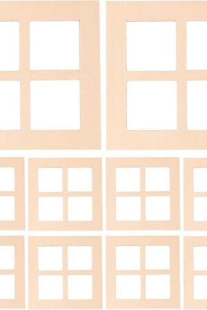 The POPETPOP 10 Pcs Dollhouse Wooden Windows, Miniature Wooden Frames Ornament, Furniture Tiny Window Models for Doll Houses Decoration