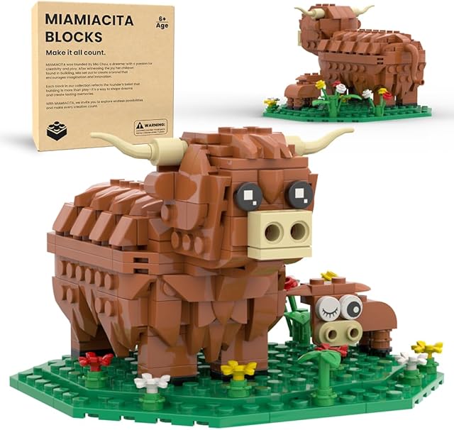 The Highland Cow Building Set, Farm Animal Toy Brick Kit, Creative Scottish Cattle Model for Adults & Kids, STEM Educational Gift for Boys & Girls Age 6+
