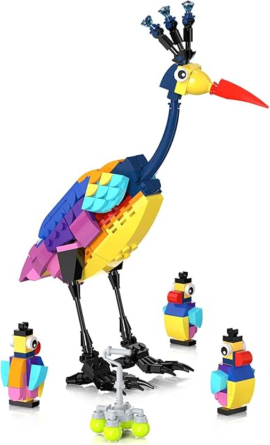The Kevin Birds Building Blocks, Kevin Big Bird with Three Mini Birds Set for 100 Year Celebration Up House 43217 Toy Kits, Ideal for Kids, Adults, Movie Fans