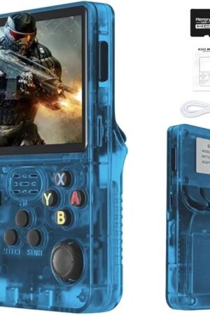The R36s 2025 New Retro Handheld Game Console,Handheld Game Console with Built-in 20000+ Games,Support 20+ Emulator,Linux System,3.5? IPS Screen,Portable Mini Emulator for Kids and Adults (Blue)