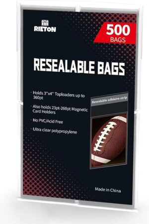 The Resealable Team Set Bags - 500 ct |4 Pack X 125/Bag, Archival Quality Polypropylene Resealable Card Sleeves Compatible with Toploaders, Standard Cards and Magnetic Holders
