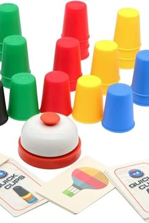 The Quick Cups Games for Kids Intellectual Flying Stack Cups,Stacking Cups Games Parent-Child Interactive Game with 24 Picture Cards, 30 Cups