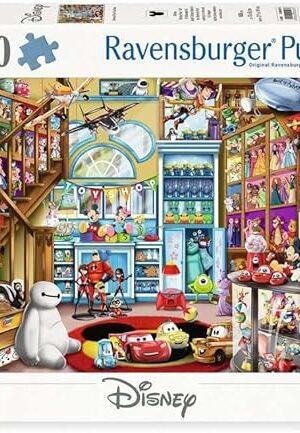 The Ravensburger - Disney & Pixar - 1000 Piece Jigsaw Puzzle - Stunning, Vivid Imagery of Favorites Mickey Mouse, Olaf & More - Toy Shop Scene - Ideal Gift - Frameable Art- Puzzles for Adults