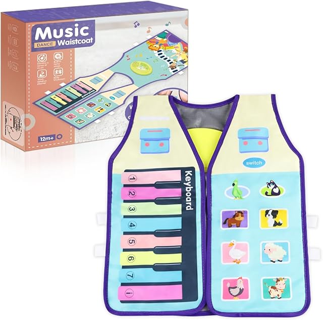 The Musical Keyboard Learning Toys for Kids, Interactive Piano Keyboard Vest with 8 Songs, 16 Tones & Animal Sounds, Educational Musical Toy for Toddlers Kids Boys Girls