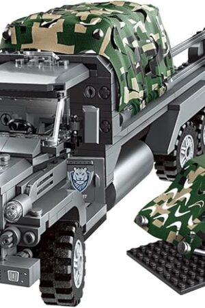 The QMAN Military Vehicle Building Blocks Sets, WW2 Army Building Blocks Set WWII Toyswith 4 Soldiers Toys Gift for Boy Ages 6-12 Years(386 Pieces)