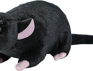 The Realistic Black Rat Plush for Cats & Dogs - 12.6" Stuffed Animal Pet Toy, STEM Learning & Novelty Gift, Lifelike Mouse/Rat Plushie with Bendable Tail (Black) – Interactive Cat & Dog Toy.
