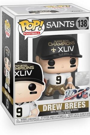 The Pop Football - Drew Brees Super Bowl Champion Vinyl Figure Included with Box Protector Compatible for Funko