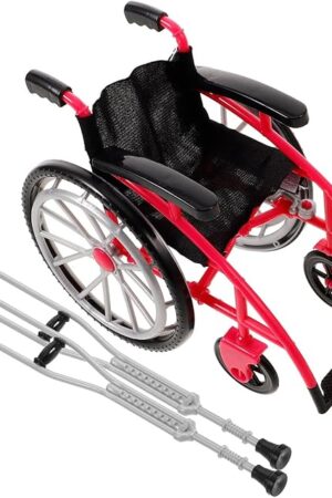 The Realistic Mini Wheelchair Crutch Props Dollhouse Accessory Set Decorative Miniature Crutch for Playset
