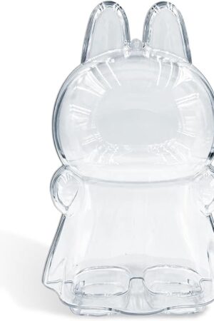 The Protective Case for LABU Pronounce Wings of Fortune，Transparent Acrylic Display Box with Silicone Strap White for Storage Hanging Doll-Clear（Doll Not Include