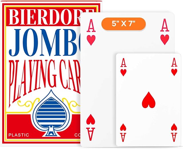 The BIERDORF Jumbo Playing Cards 5X7 Inch Deck of Cards Big Card Games for Families Oversized Casino Theme Party Decorations - Large Professional Poker Cards for Seniors