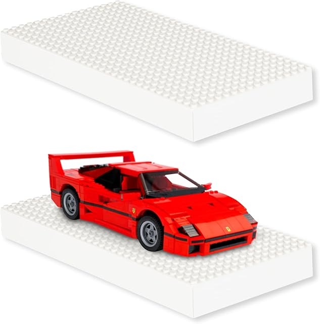 The Play Platoon Wood Building Brick Display Shelves 2 Pack White Minifigure Display Case Shelf - 10x5 Inch Wood Wall Mount Shelf for Wall, Compatible with Lego, Megablox, and Other Major Brands