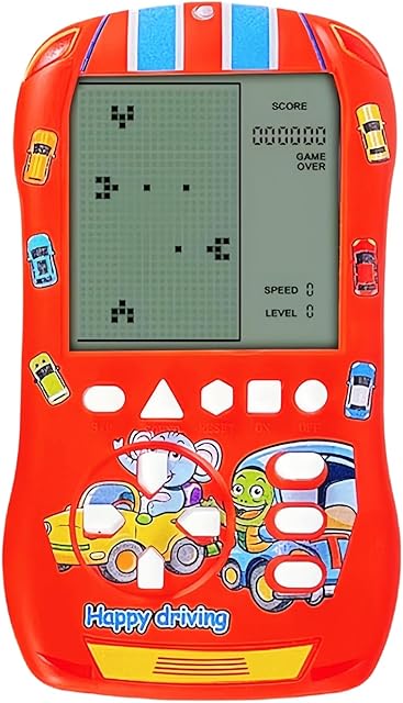 The Sports Car Appearance Block Game Console Big Screen Built-in 23 Brick Games 824 Modes Adjustable Speed/Difficulty 70s/80s/90s Handheld Game Decice Kids/Teens/Birthdays (Red)