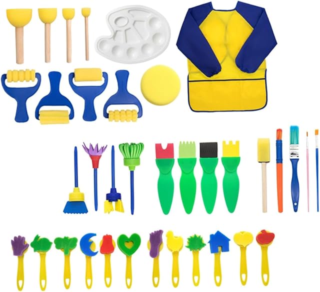 The Boys and Girls Art Craft Tool Sponge Painting Kit Educational Art Supplies for Toddlers Fine Motor Skills Development