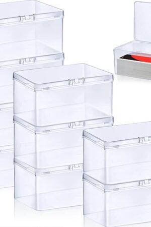 The Qunclay 10 Pcs Clear Playing Card Cases Trading Playing Card Deck Case Storage Box Organizer Compatible with Mtg/TCG Baseball Sports Cards, 4.33 x 2.95 x 2.17 Inch