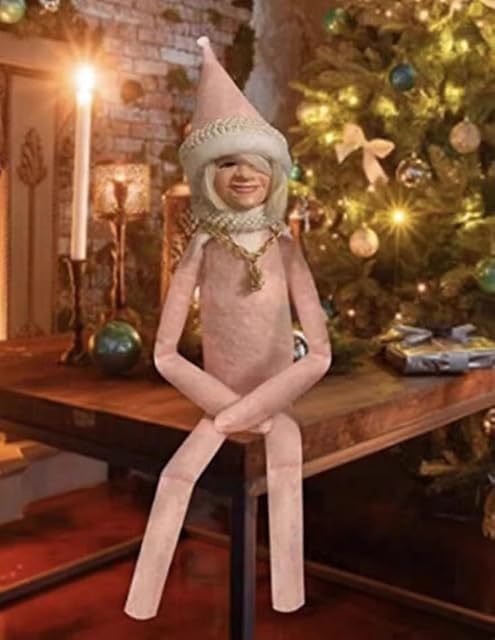 The Christmas Elf Doll, Handmade Black Elf Hip Hop Doll for Home Garden Decoration, Holiday, Halloween, Pink