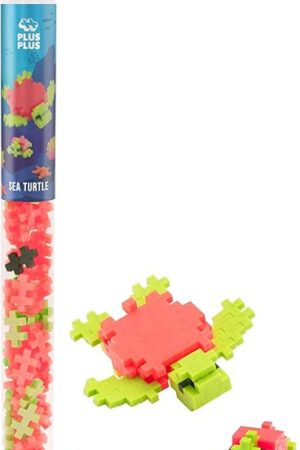 The PLUS PLUS 3D Puzzle Building Block Set, 70 Mini Interlocking Pieces, Fun STEM Toys for Kids - Sea Turtle Mini Maker Tube