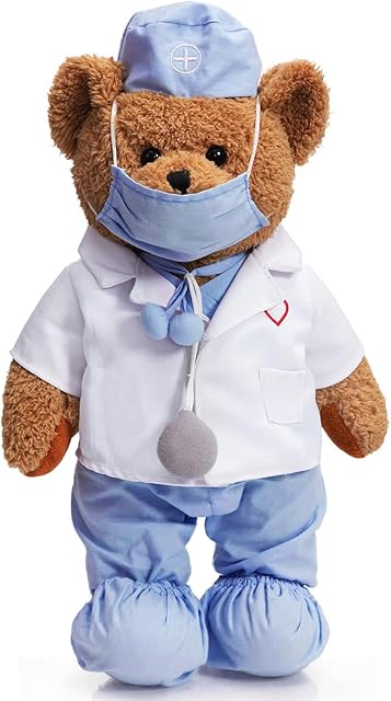 The HollyHOME Doctor Bear Stuffed Animal Teddy Bear in Doctor Uniform Medical Gifts for Doctors Med School Students and Kids 16 inches