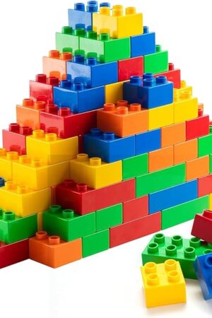 The PREXTEX 100-Piece Building Blocks Set for Toddlers - Jumbo Toy Blocks in 5 Colors for Kids 18 Months and Up, Encourages Creativity, Motor Skills, and Early Learning