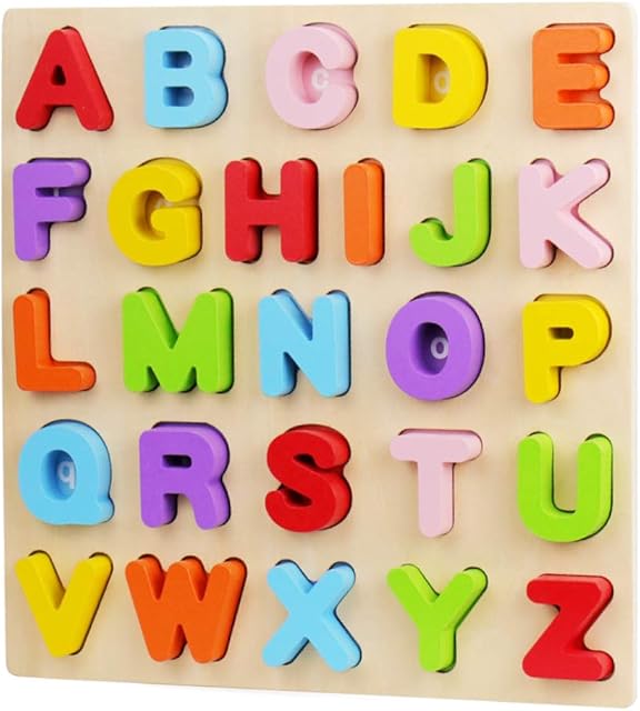 The Alphabet Puzzle, WOOD CITY ABC Letter Puzzles for Toddlers1 2 3 Years Old, Educational Learning Toys for Toddlers, Alphabet Toys with Puzzle Board & Letter Blocks, Best Surprise for Girls and Boys