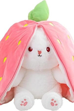 The Reversible Bunny Stuffed Animal Rabbit Cuddle Stuffed Bunny Transformed Rabbit Plush with Zipper 8" Easter Bunny Plushies Gifts for Baby Boys Girls