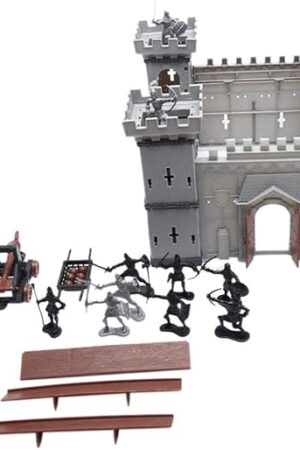 The PXRJE Medieval Castle Knights Action Figure Toy Army Playset with Assemble Castle, Catapult and Horse-Drawn Carriage Great for Girls and Boys(A1)