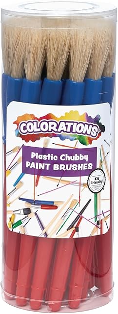 The Colorations® Best Value Plastic Handle Brushes - Set of 24 - Crafts for Kids, Painting for Kids, Bulk Paintbrushes, Paintbrush Value Pack, Brush Set