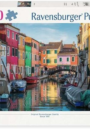 The Ravensburger - Burano, Italy - 1000 Piece Jigsaw Puzzle - Stunning, Vivid Imagery of Gondolas & Canal-Side Homes - Colorful Water Scene - Ideal Gift - Frameable Art - Puzzles for Adults