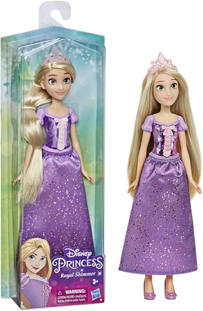 The Disney Princess Royal Shimmer Rapunzel Doll, Fashion Doll with Skirt and Accessories, Toy for Kids Ages 3 and Up