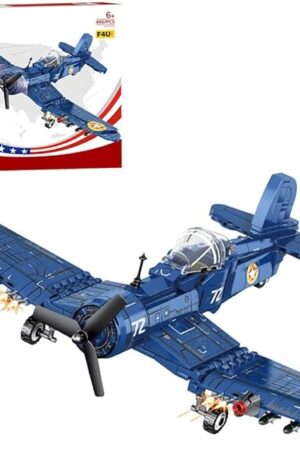 The RiceBlock Attack Airplane F4U Building Set, Military Theme Building Toys for Boys Kids Ages 8-12, 440 Pieces