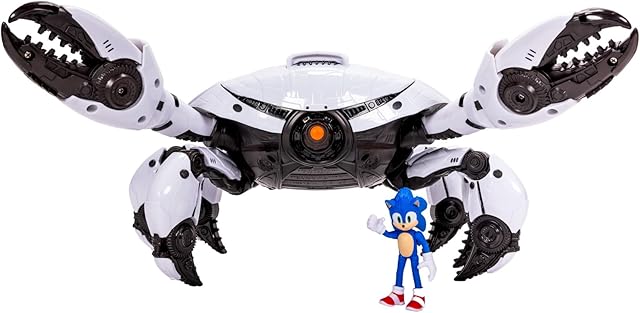 The Sonic The Hedgehog Sonic 3 Movie Toys Crab Mech Pinching Claws Playset with 2.5 Inch Sonic Action Figure Officially Licensed 3 Movie Playset Toys for Kids