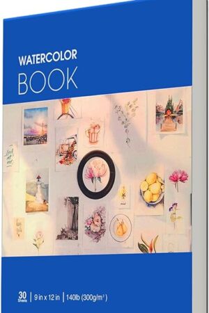 The RGBMIX 30 Sheets 9x12'' Water Color Paper Watercolor Pad Book, 140lb/300gsm, Fray-Free Pages Water Color Paper Cold Press Paper Blue