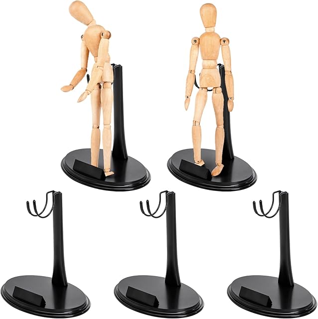 The Cedilis 5 Pack Action Figure Stands, Black Doll Holder Stand, 1/6 Scale Figures Display Stand for 12 Inch Figures, Adjustable Height