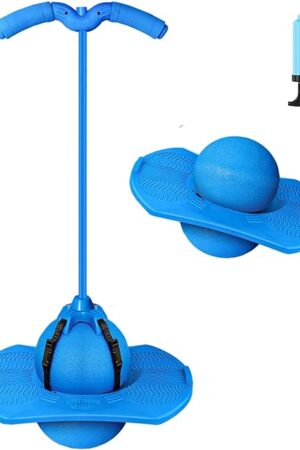 The Pogo Jumper with Handle and Ball Pump, High Jump Toy Bounce Jump Trick Board Pogo Bouncing Ball Safe and Fun Pogo Stick for Kids Boys Girls and Adults (Blue)