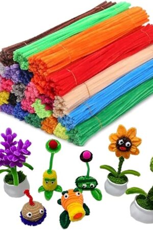 The Pipe Cleaners Chenille Stems 500 Pieces 25 Assorted Colors for Craft Arts Creative DIY Projects Decorations, 6mm x 12inch Fuzzy Colored Chenille Stem Sticks Set Craft Supplies for Kids and Adults