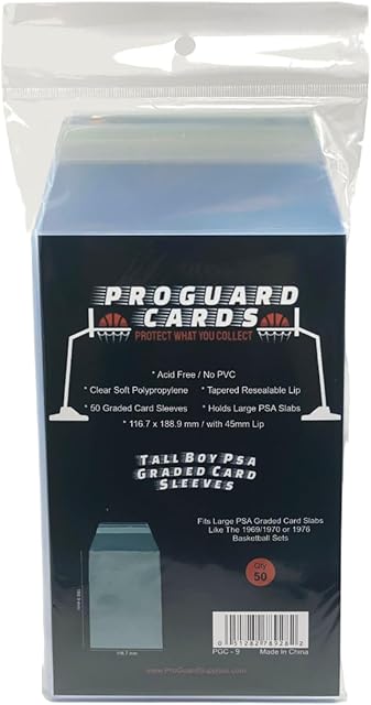 The Tall Boy PSA Graded Card Sleeves - Holds Large PSA or SGC Slabs - 50 Sleeves per Pack