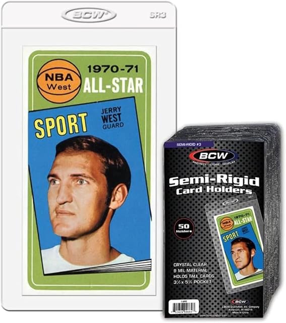The BCW Semi-Rigid Card Holder #3 - 50 ct | Crystal Clear, High-Quality PVC | Premium Graded Card Submissions Sleeve for Tall Trading Cards | Ideal for Grading Enthusiasts and Secure Card Mailing