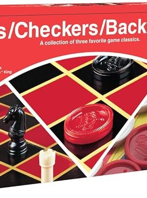 The Pressman Chess / Checkers / Backgammon - 3 Games in One with Full Size Staunton Chess Pieces and Interlocking Checkers, 15.62 x 8.00 x 1.50 Inches