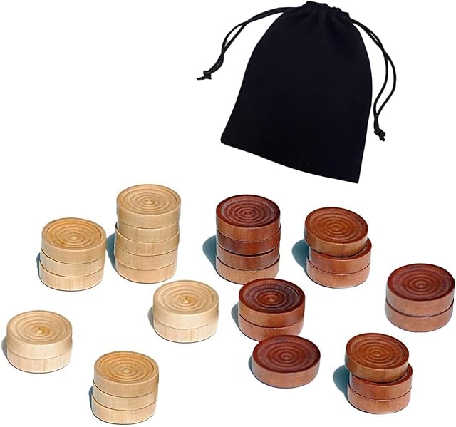 The Checkers Pieces -Backgammon Pieces-Dark Brown/Natural 15tablets Each