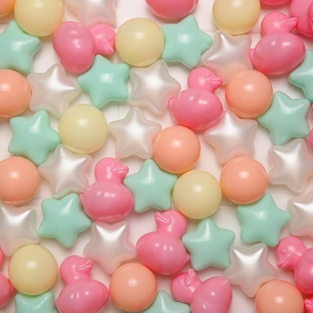 The TRENDPLAY Ball Pit Balls Shapes Pastel, Duck Star Shape Non Toxic for Toddlers Kids Baby Girls Boys Dogs Soft Play,Party, 50 100 200