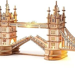The Rolife 3D Wooden Puzzles DIY London Tower Bridge Craft Model Kits for Adults to Build Birthday Gfit for Friends and Family