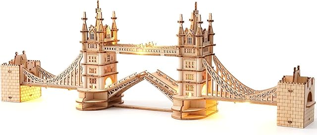 The Rolife 3D Wooden Puzzles DIY London Tower Bridge Craft Model Kits for Adults to Build Birthday Gfit for Friends and Family