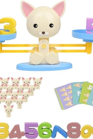 The Puppy Balance Counting Toys, Cool Math Learning Games for Boys and Girls, Educational Number Toy Preschool Puppy Balance Counting Toys, Fun Children's Gift STEM Math Games Toys for Kids Age 3+(63 PCS)