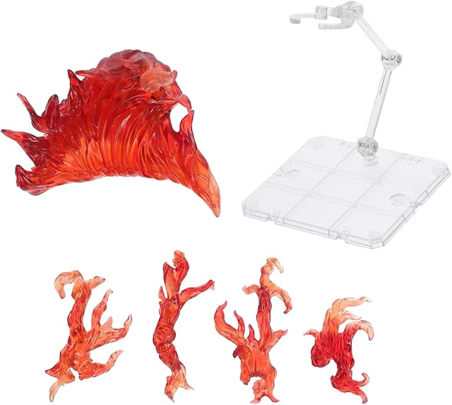 The iplusmile Action Figure Stand, Assembly Action Figure Display Holder Base Doll Model Support Stand, Figure Display Fire Effects Compatible with HG RG SD SHF 1/144, Red