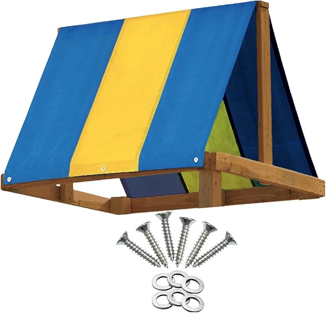 The Squirrel Products Tarp Canopy Shade Replacement for Playground Swing Set - 52 x 89 Inch - Blue and Yellow